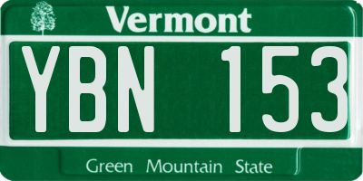 VT license plate YBN153