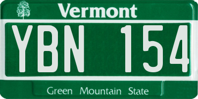 VT license plate YBN154
