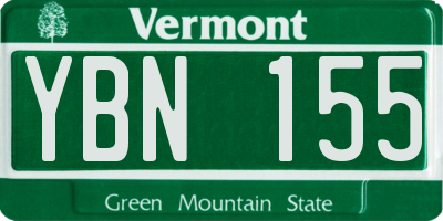 VT license plate YBN155