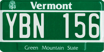 VT license plate YBN156