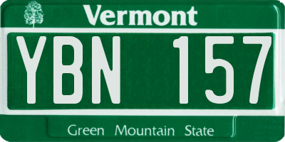 VT license plate YBN157
