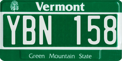 VT license plate YBN158