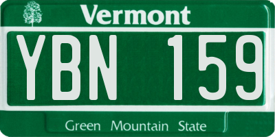 VT license plate YBN159