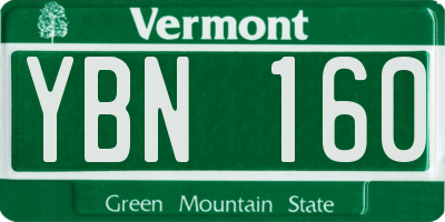 VT license plate YBN160