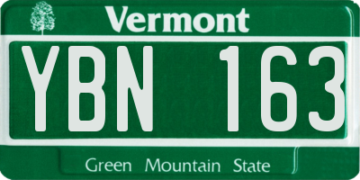 VT license plate YBN163