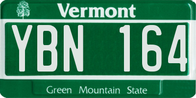 VT license plate YBN164