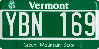 VT license plate YBN169