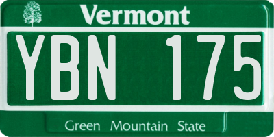 VT license plate YBN175