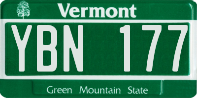 VT license plate YBN177
