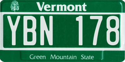 VT license plate YBN178