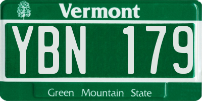 VT license plate YBN179