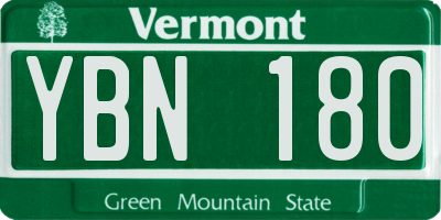 VT license plate YBN180