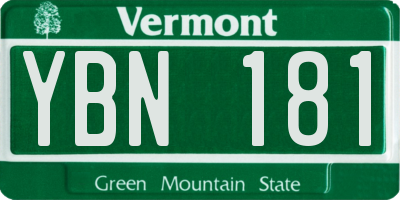 VT license plate YBN181