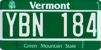 VT license plate YBN184