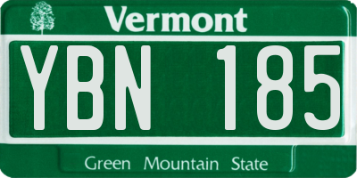 VT license plate YBN185