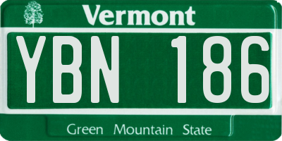 VT license plate YBN186
