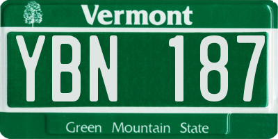 VT license plate YBN187