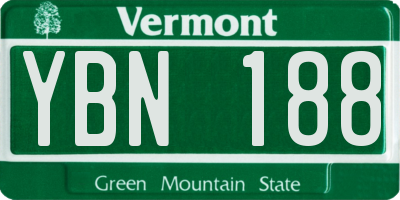 VT license plate YBN188