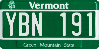 VT license plate YBN191