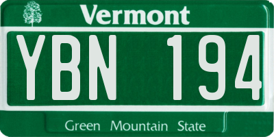 VT license plate YBN194