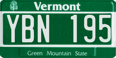 VT license plate YBN195