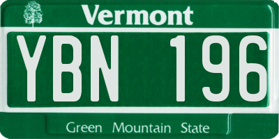 VT license plate YBN196