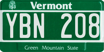 VT license plate YBN208