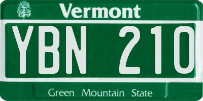 VT license plate YBN210