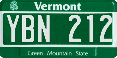VT license plate YBN212