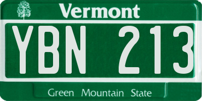 VT license plate YBN213
