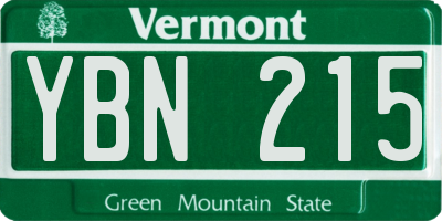 VT license plate YBN215