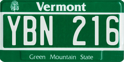 VT license plate YBN216