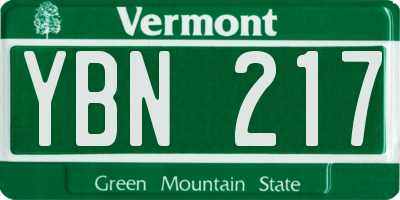 VT license plate YBN217