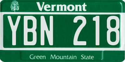 VT license plate YBN218