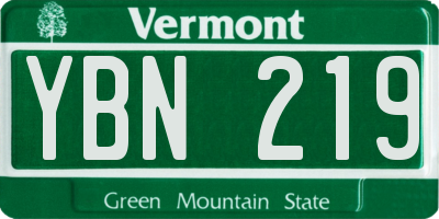 VT license plate YBN219