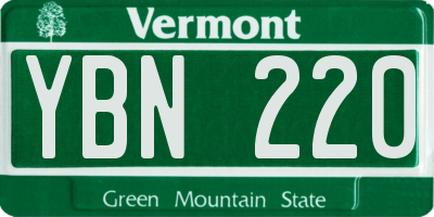 VT license plate YBN220