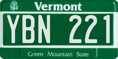 VT license plate YBN221