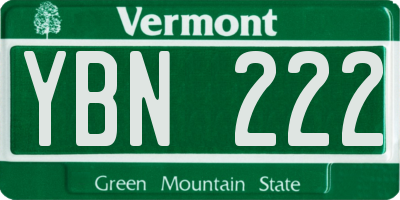 VT license plate YBN222