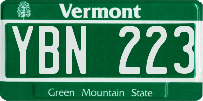 VT license plate YBN223