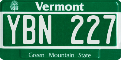 VT license plate YBN227