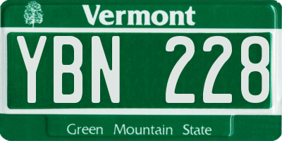 VT license plate YBN228