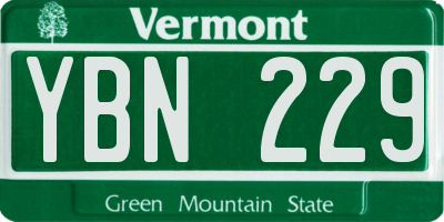 VT license plate YBN229
