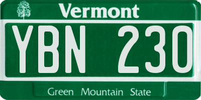 VT license plate YBN230