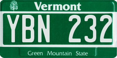 VT license plate YBN232