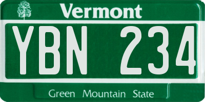 VT license plate YBN234