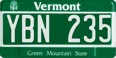 VT license plate YBN235