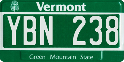 VT license plate YBN238