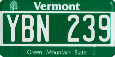 VT license plate YBN239