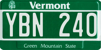 VT license plate YBN240