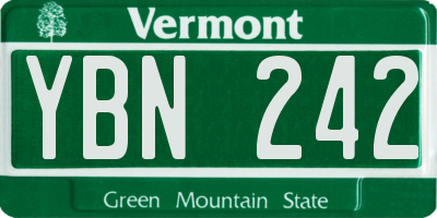 VT license plate YBN242